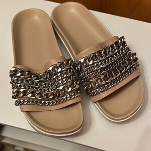 Kendall & Kylie Tan Chain Slide Sandals